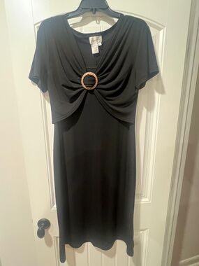 Coldwater Creek Black Midi Dress with Decorative Ring size 10